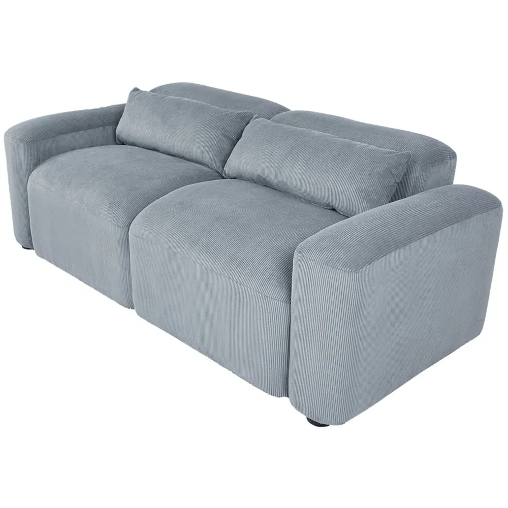 2-Seater Spring Cushion Sofa - Grey, Corduroy