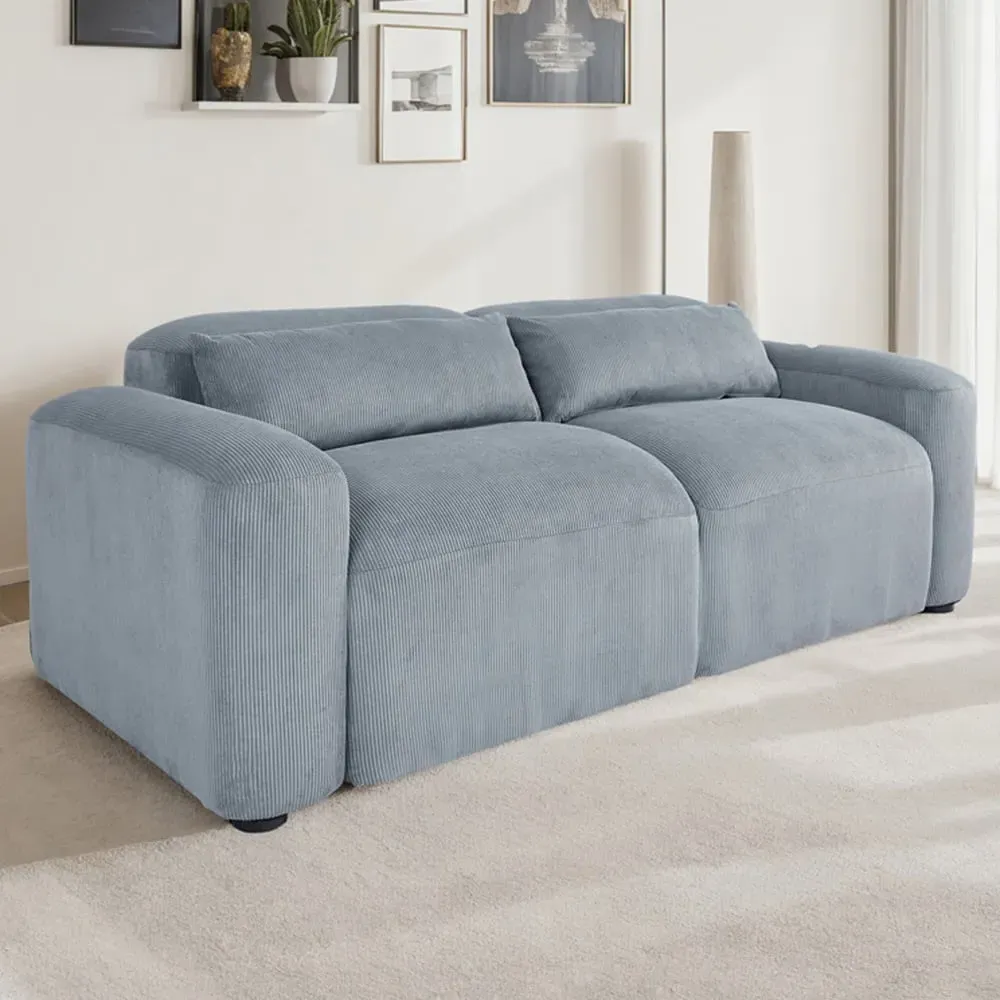 2-Seater Spring Cushion Sofa - Grey, Corduroy image