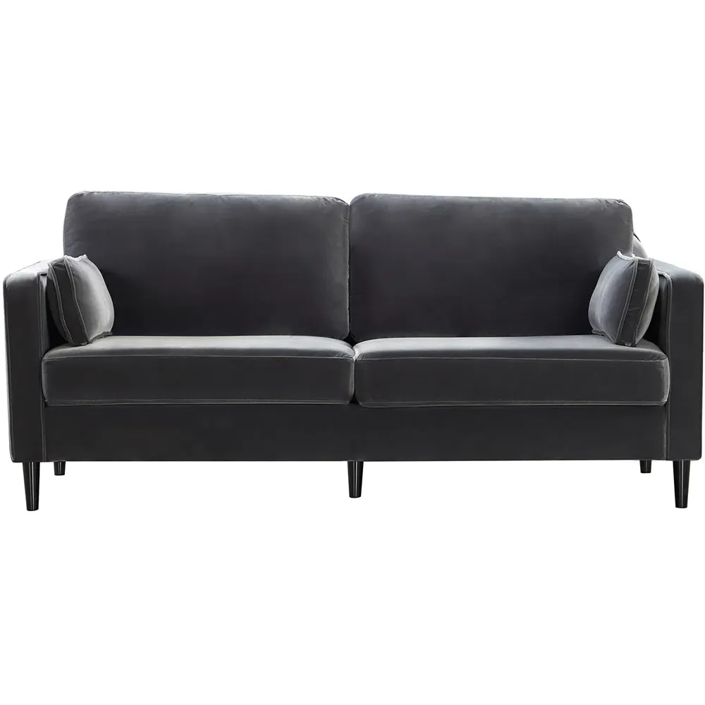 2-Seater Velvet Sofa with Armrest - Grey