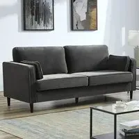 2-Seater Velvet Sofa with Armrest - Grey