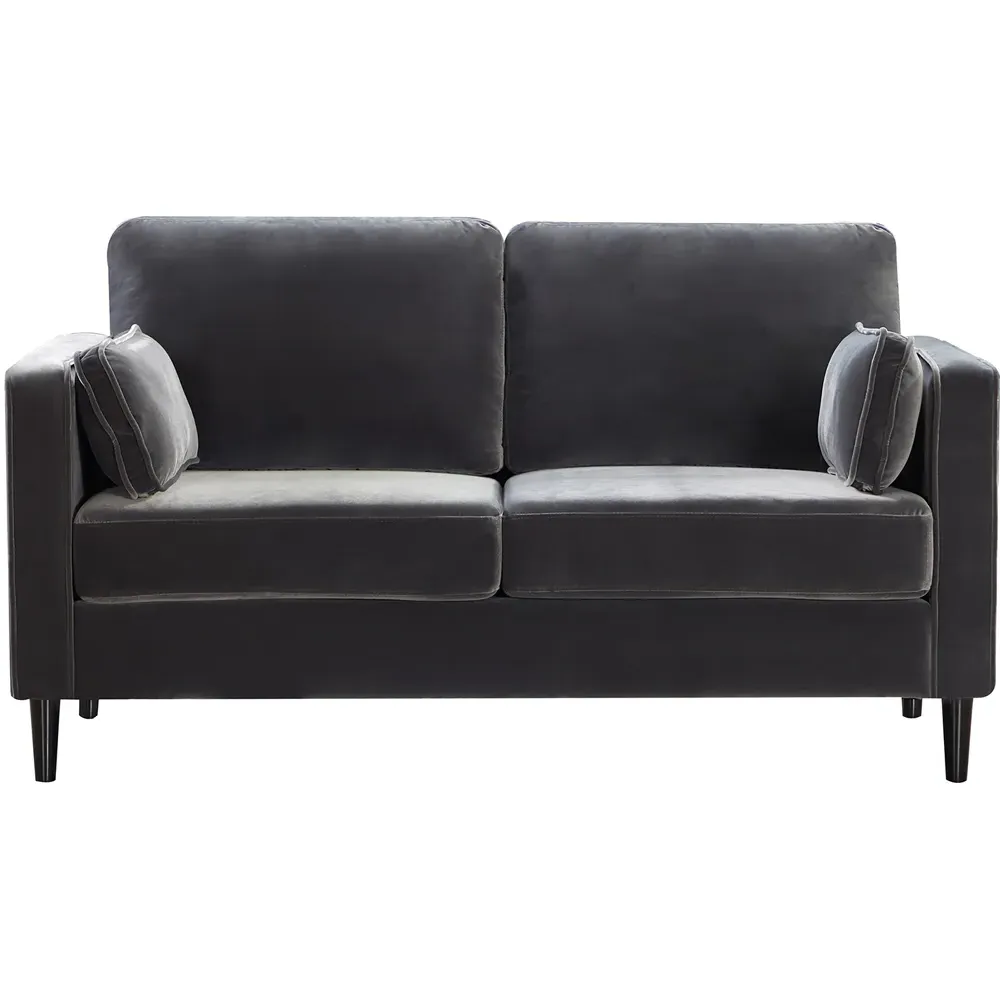 2-Seater Velvet Sofa with Armrest - Grey