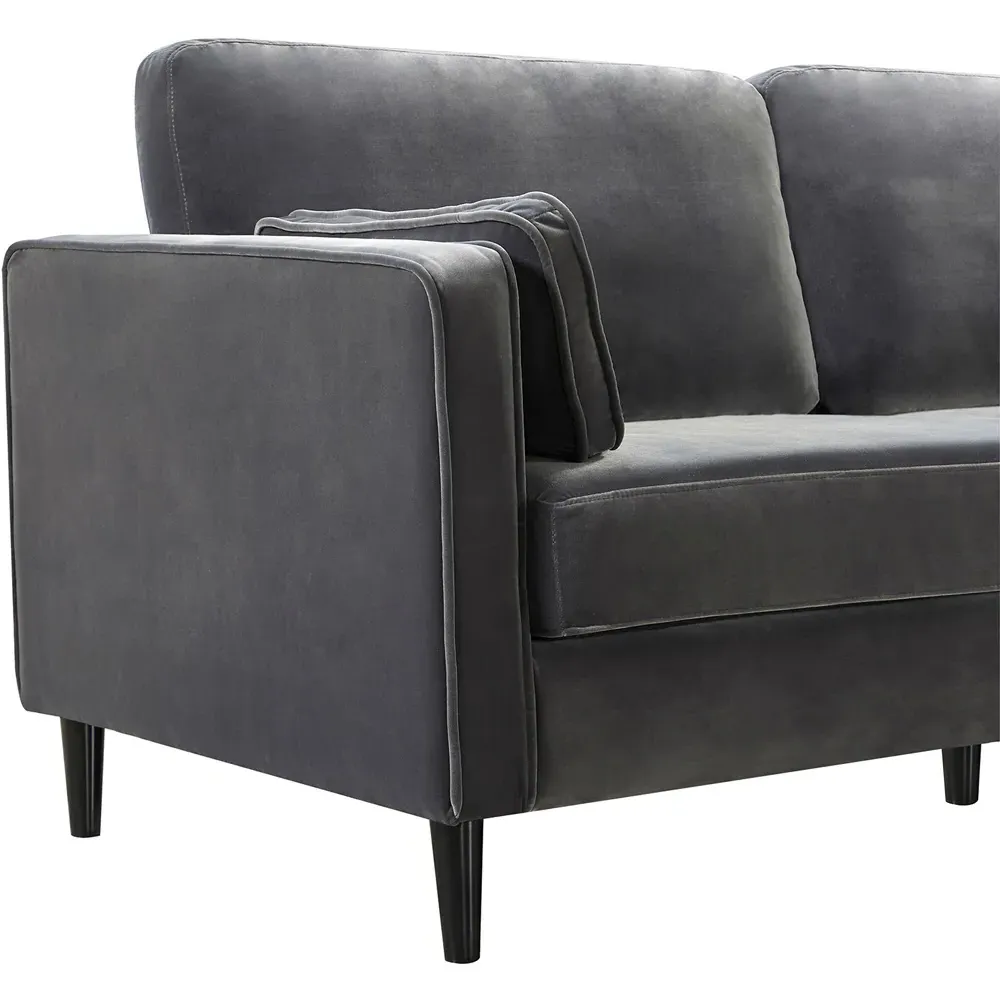 2-Seater Velvet Sofa with Armrest - Grey