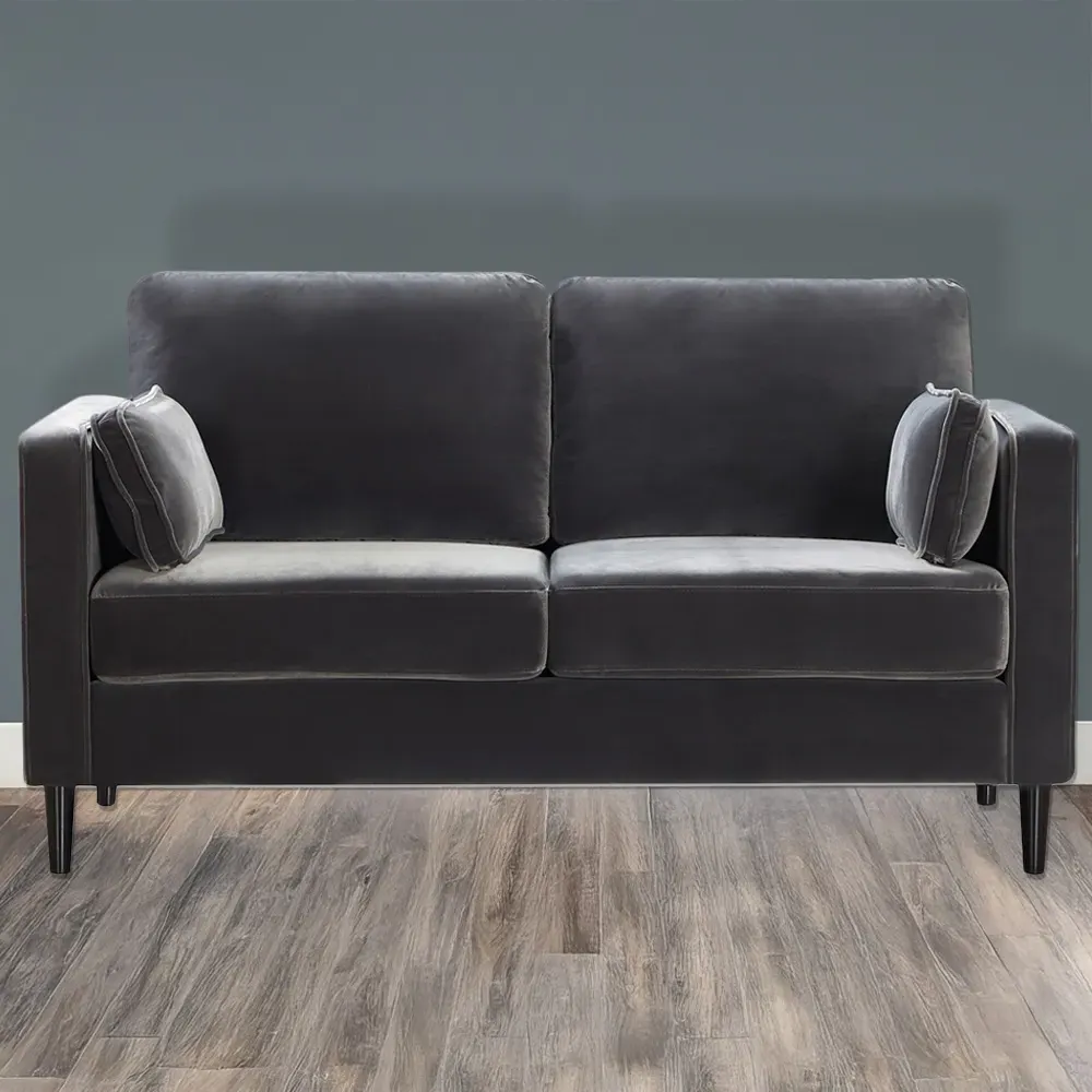 2-Seater Velvet Sofa with Armrest - Grey image