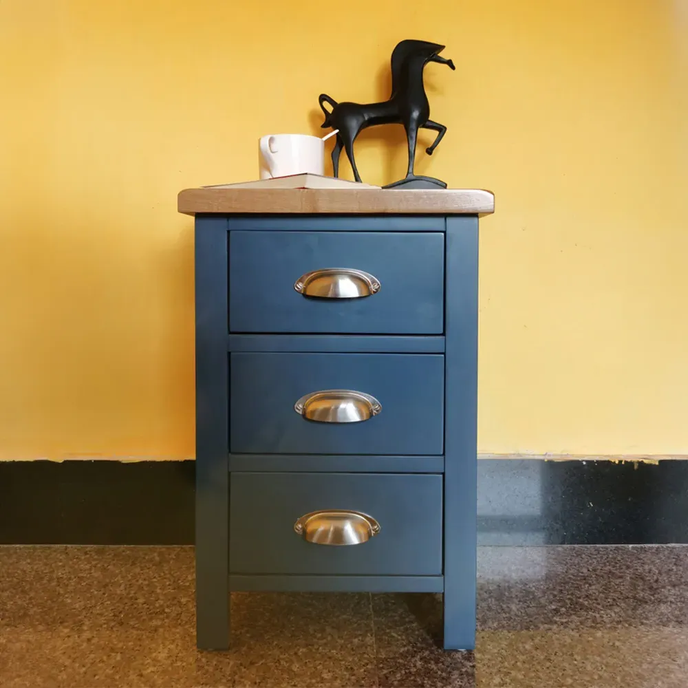 3 Drawer Bedside Table - Blue