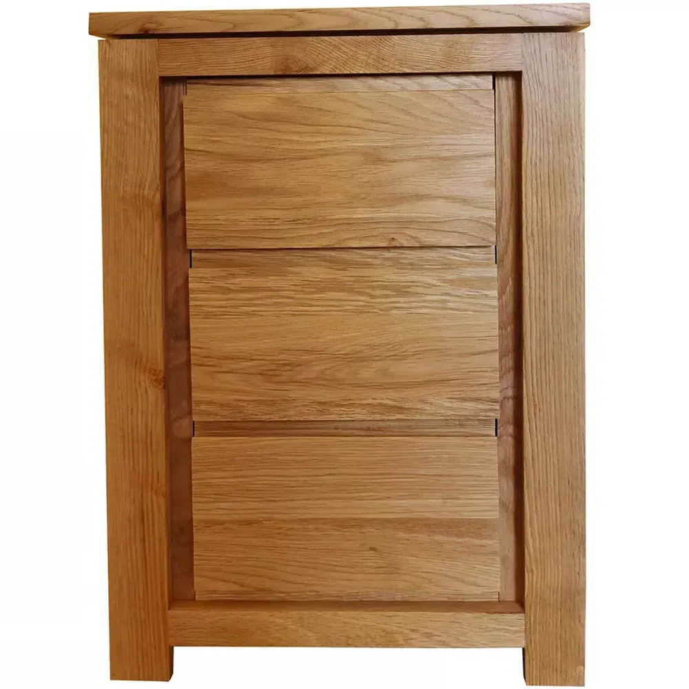 3 Drawer Bedside Table - Brown, Oak Veneer