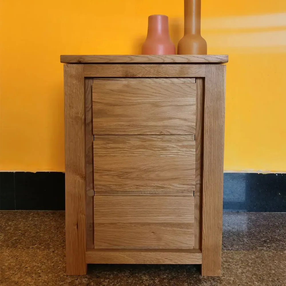 3 Drawer Bedside Table - Brown, Oak Veneer