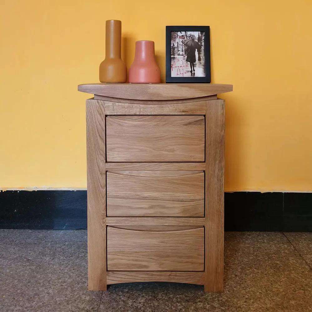 3 Drawer Bedside Table - Brown, Oak Veneer