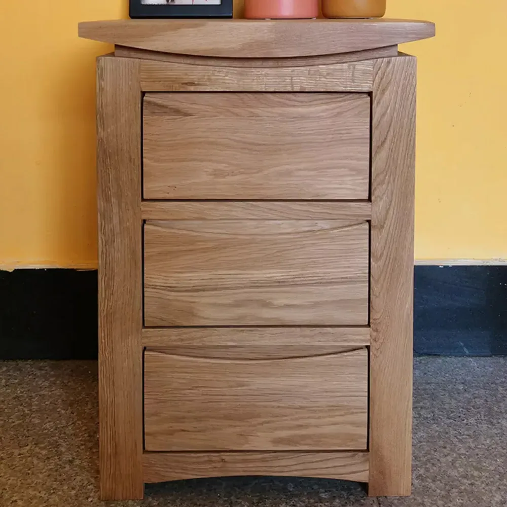 3 Drawer Bedside Table - Brown, Oak Veneer image