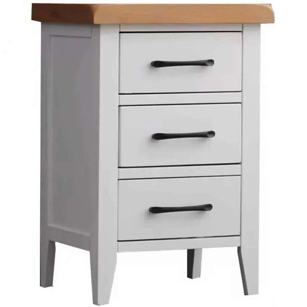 3 Drawer Bedside Table - White