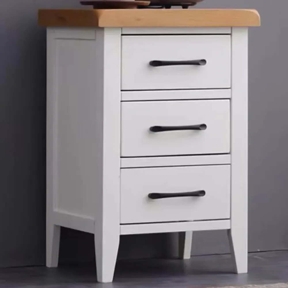 3 Drawer Bedside Table - White