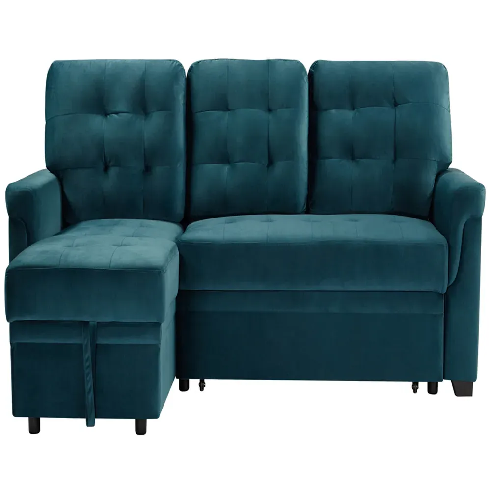 3-Seater Corner Sofa Bed with Storage - Green