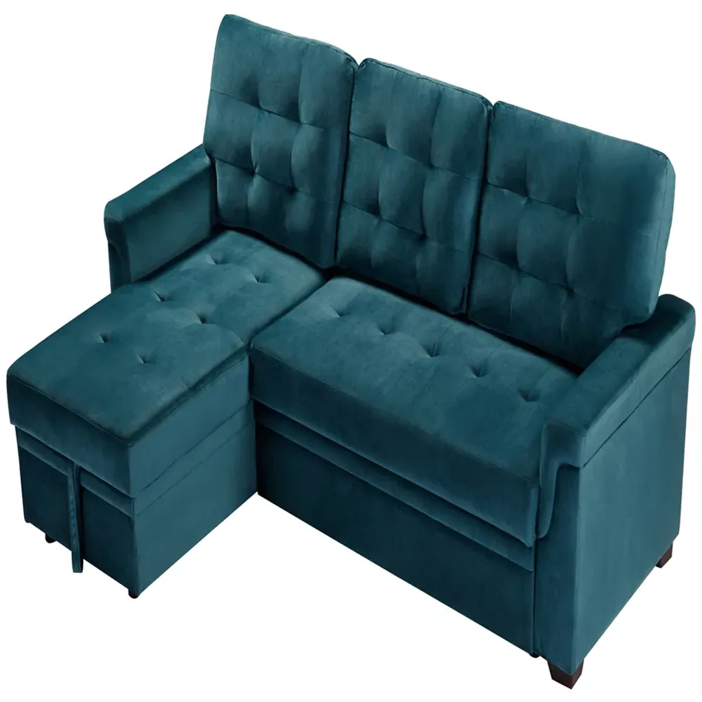 3-Seater Corner Sofa Bed with Storage - Green