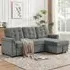 3-Seater Corner Sofa Bed with Storage - Grey, Velvet