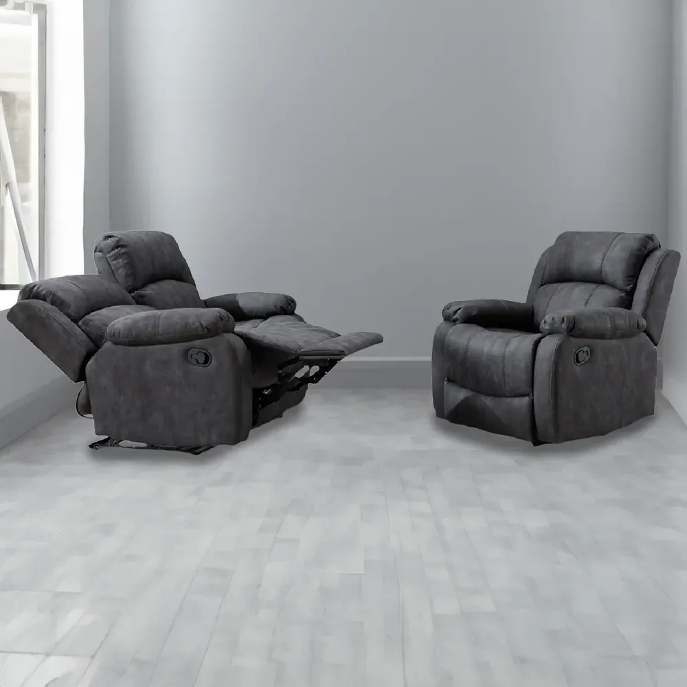 3-Seater Manual Recliner Sofa Set - Grey image
