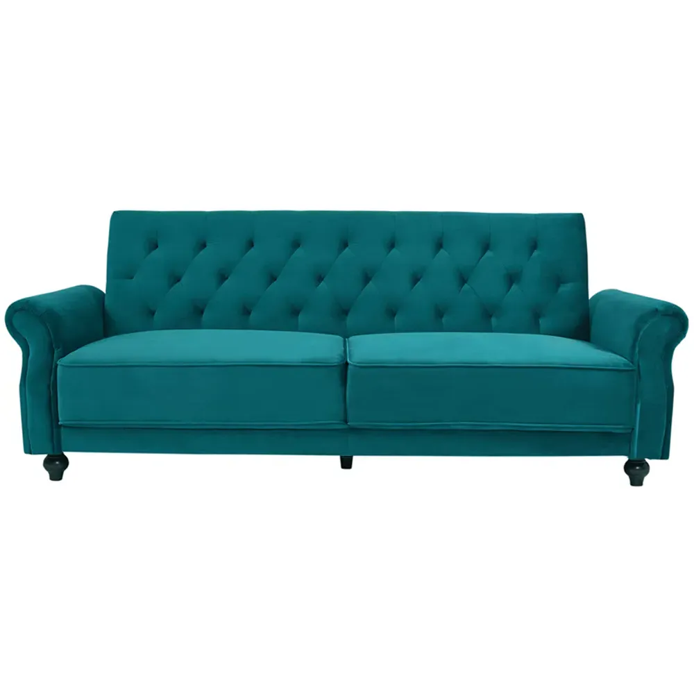 3-Seater Sofa Bed with Clic-Clac - Green, Velvet