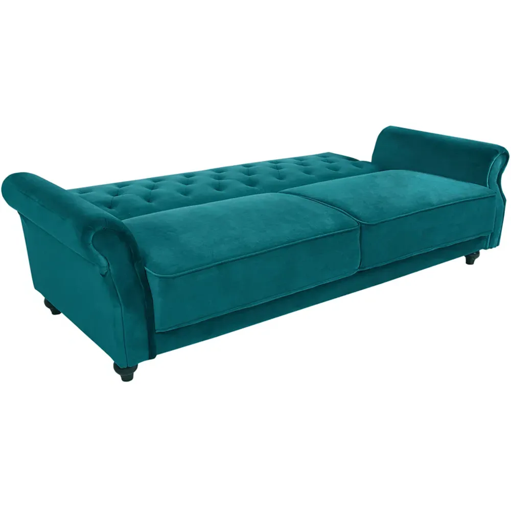 3-Seater Sofa Bed with Clic-Clac - Green, Velvet