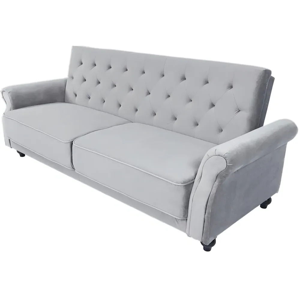3-Seater Sofa Bed with Clic-Clac - Grey, Velvet