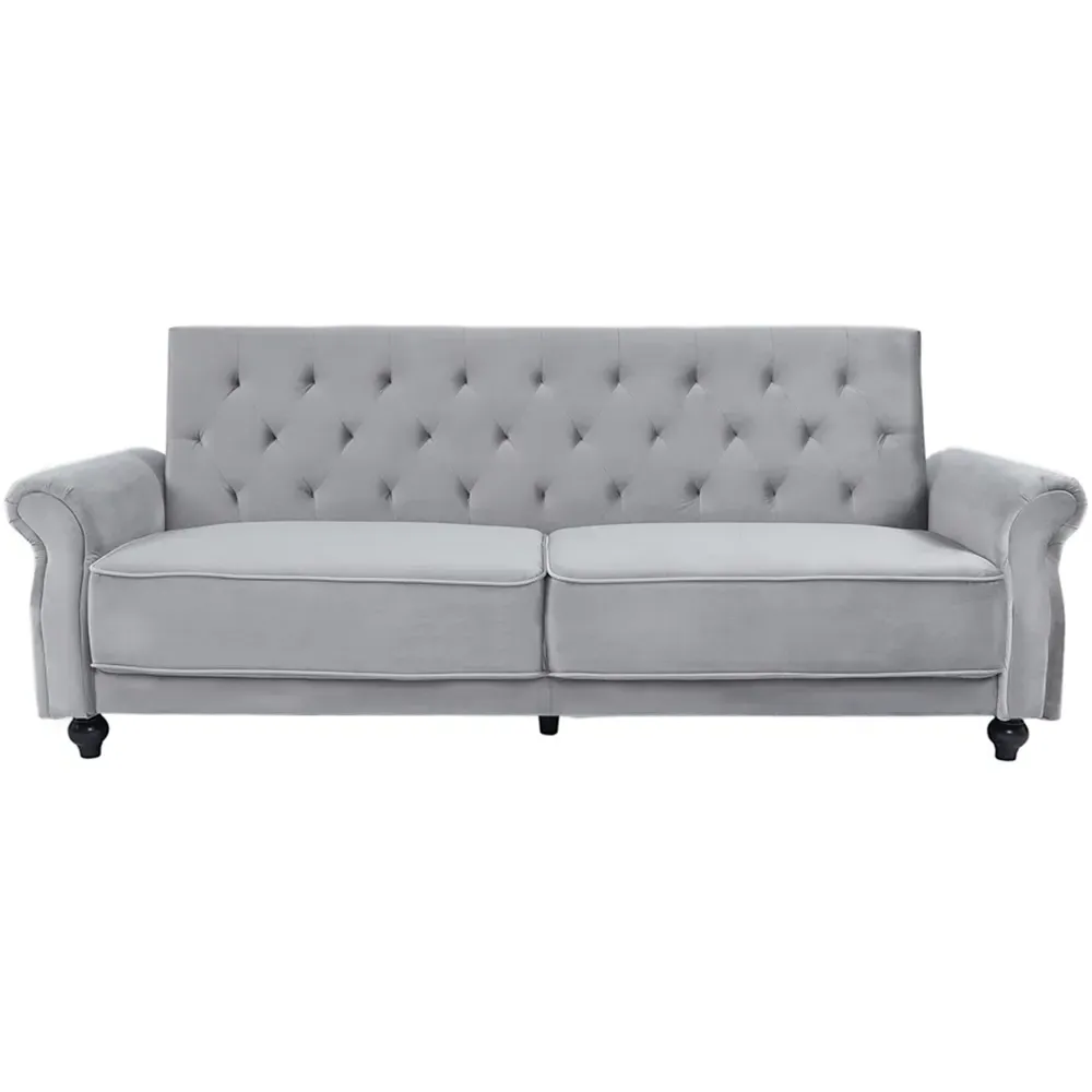 3-Seater Sofa Bed with Clic-Clac - Grey, Velvet
