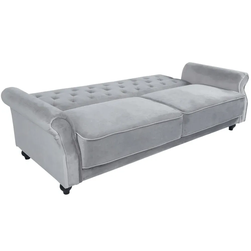 3-Seater Sofa Bed with Clic-Clac - Grey, Velvet