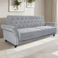 3-Seater Sofa Bed with Clic-Clac - Grey, Velvet