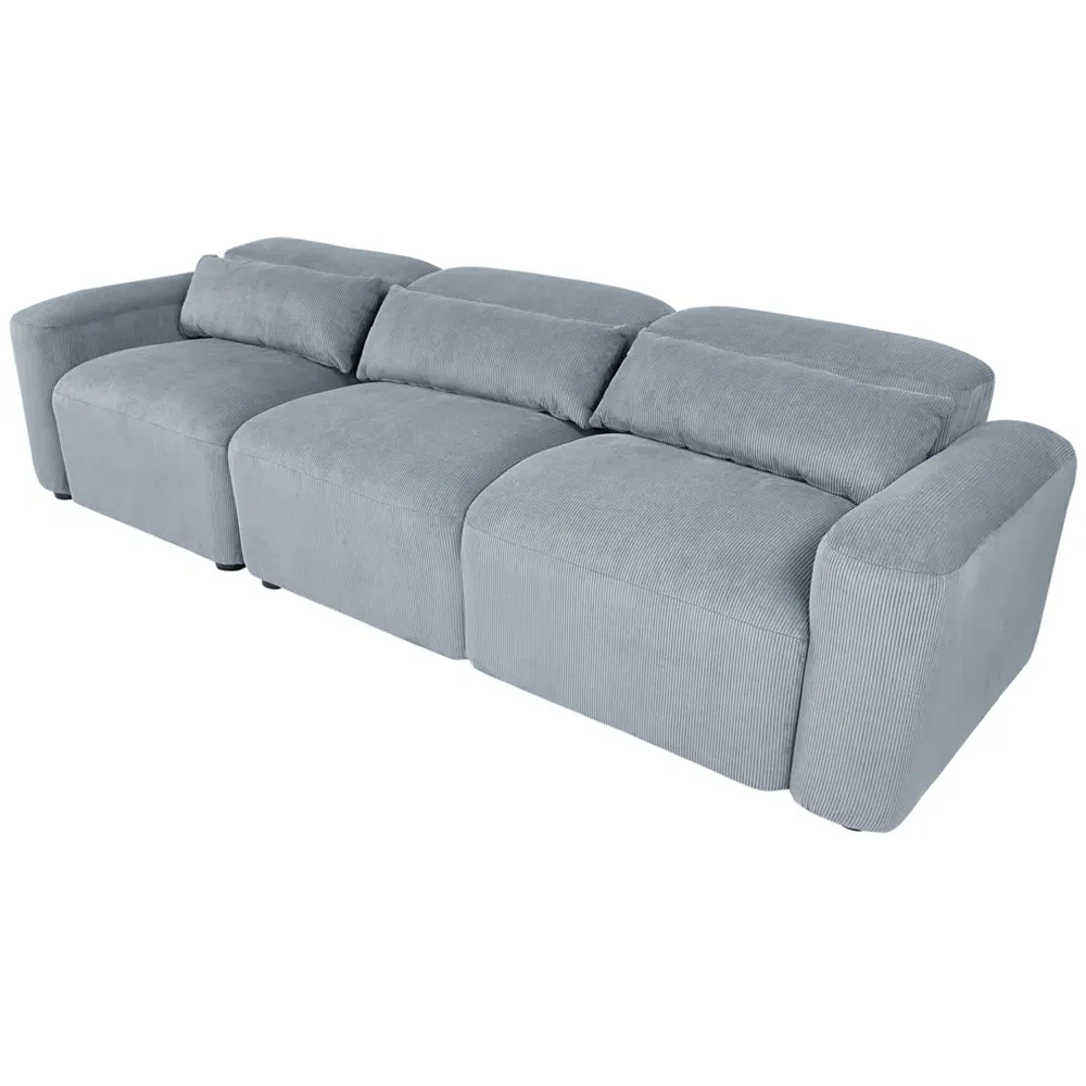3-Seater Spring Cushion Sofa - Grey, Corduroy