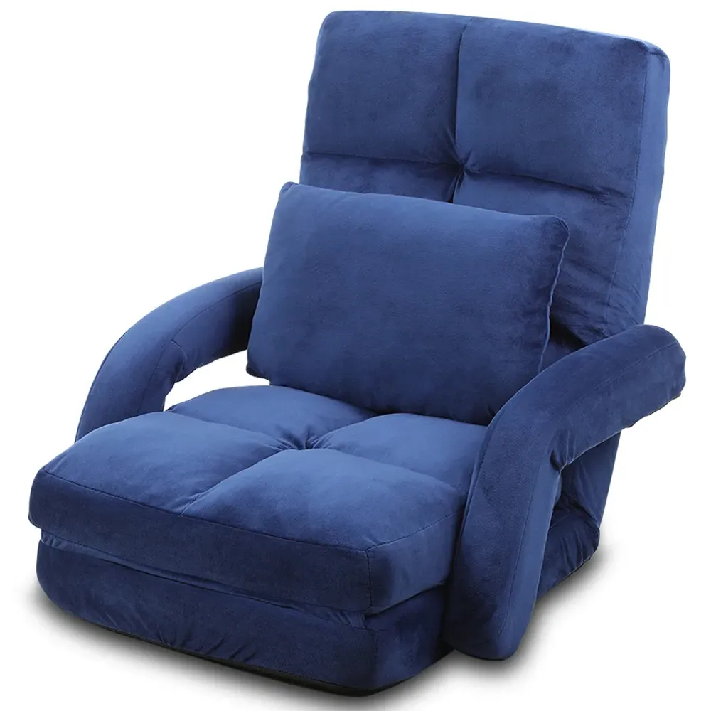 4 in 1 Foldable Floor Chair with Pillow - Blue