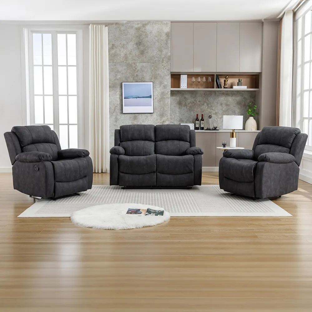 4-Seater Manual Recliner Sofa Set - Grey