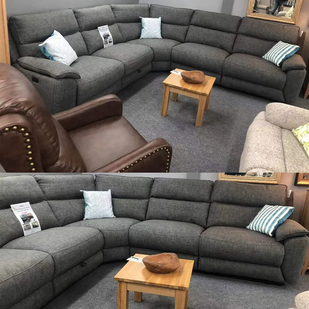 4-Seater Power Reclining Sectional Sofa Set - Grey
