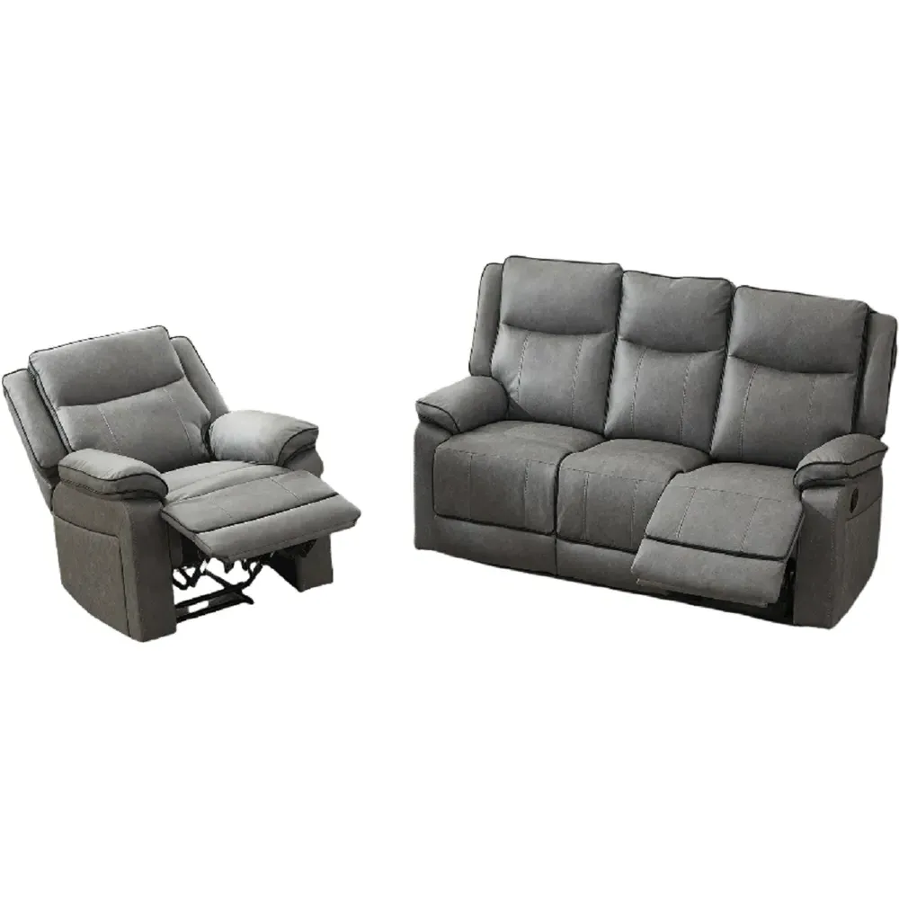 4-Seater Sectional Recliner Sofa Set - Grey