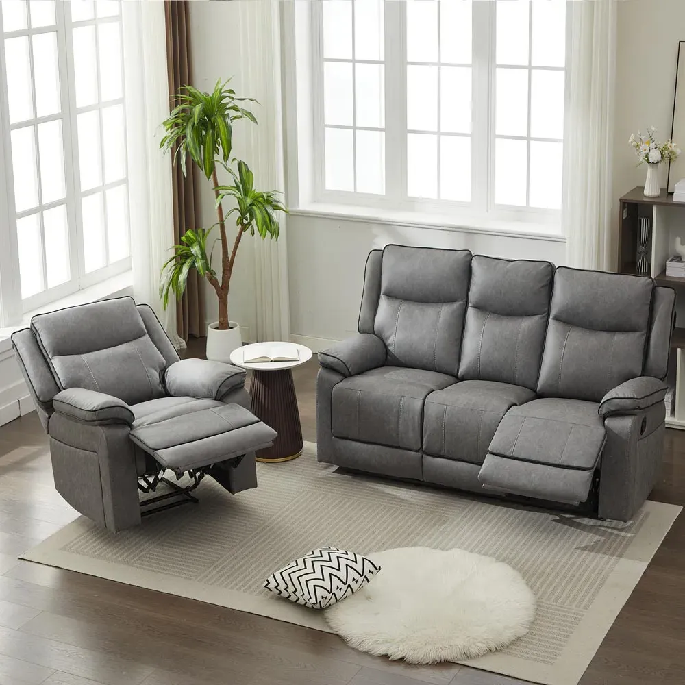 4-Seater Sectional Recliner Sofa Set - Grey