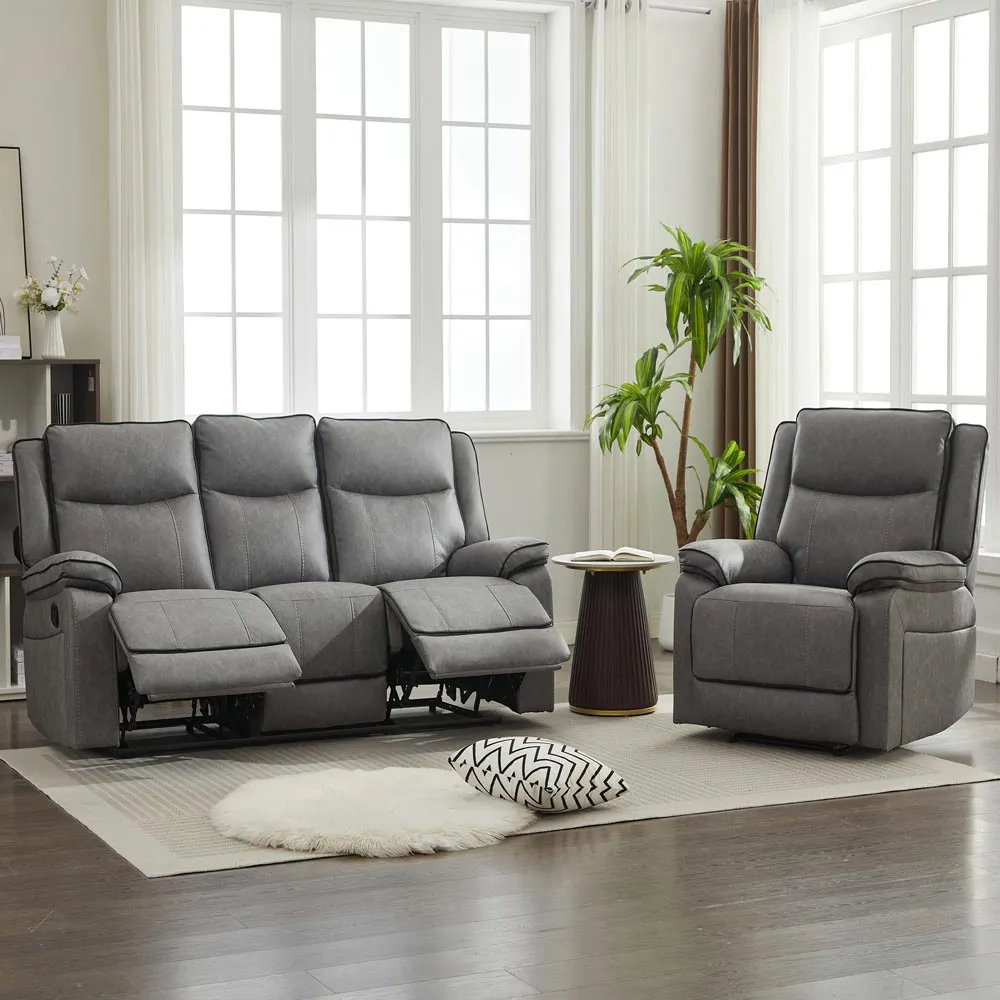 4-Seater Sectional Recliner Sofa Set - Grey