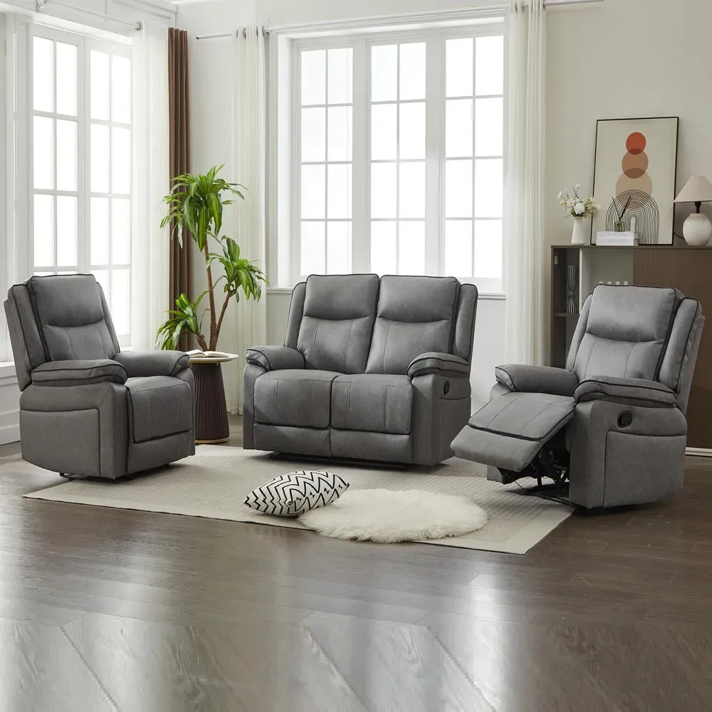 4-Seater Sectional Recliner Sofa Set - Grey