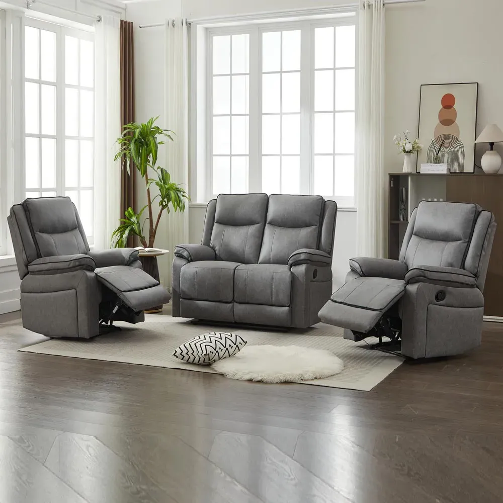 4-Seater Sectional Recliner Sofa Set - Grey