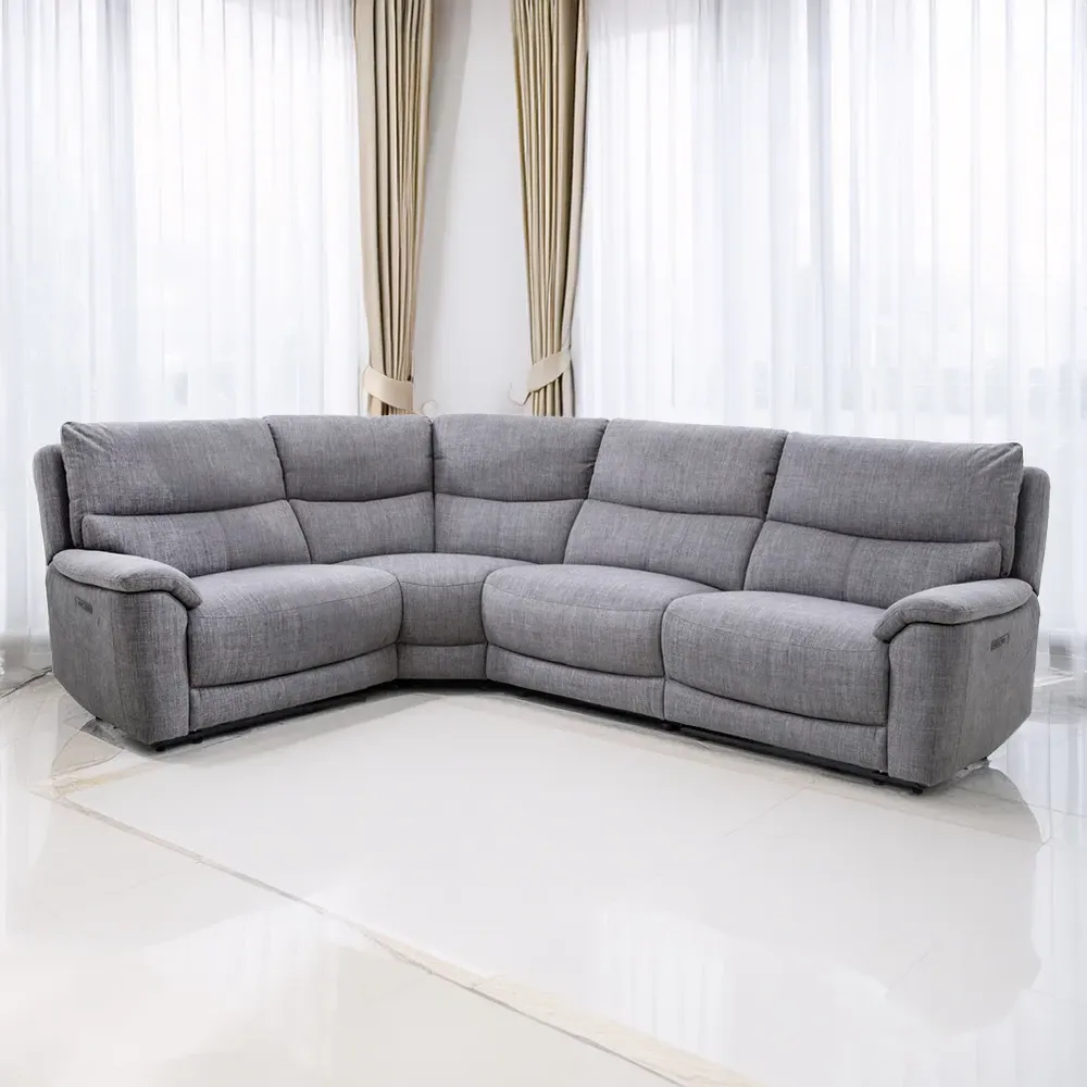 4-Seater Sectional Sofa with Power Reclining - Grey image