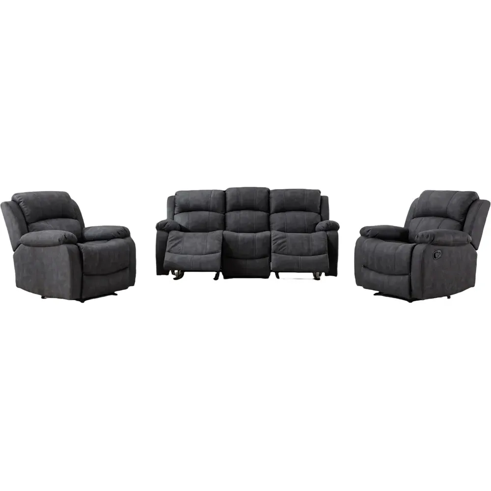 5-Seater Manual Recliner Sofa Set - Grey