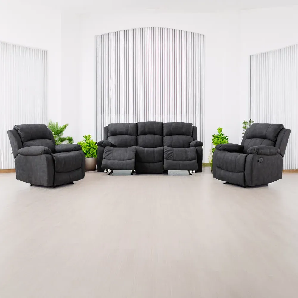 5-Seater Manual Recliner Sofa Set - Grey