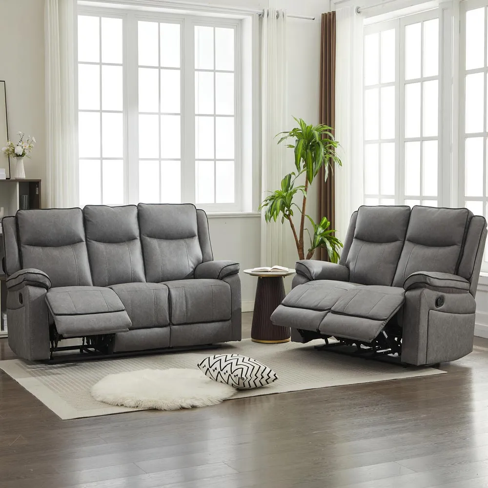 5-Seater Sectional Recliner Sofa Set - Grey