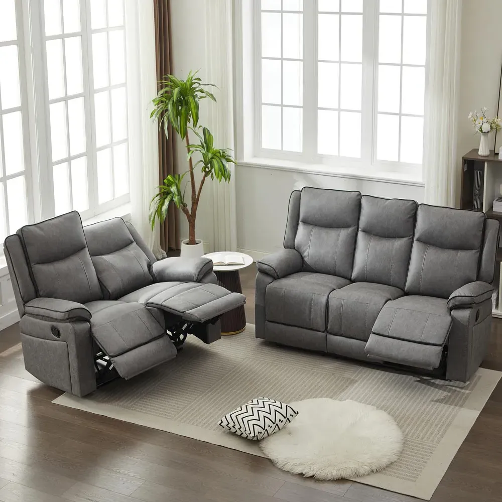 5-Seater Sectional Recliner Sofa Set - Grey