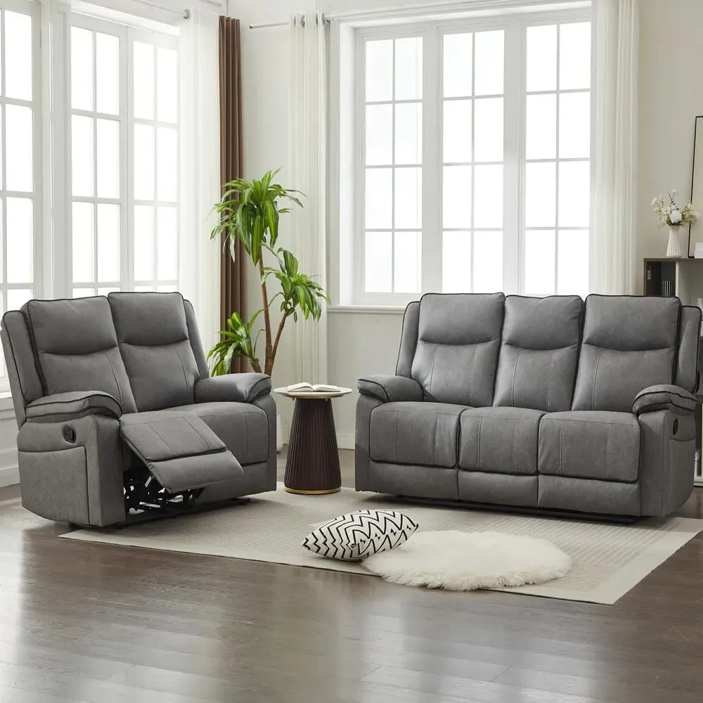 5-Seater Sectional Recliner Sofa Set - Grey