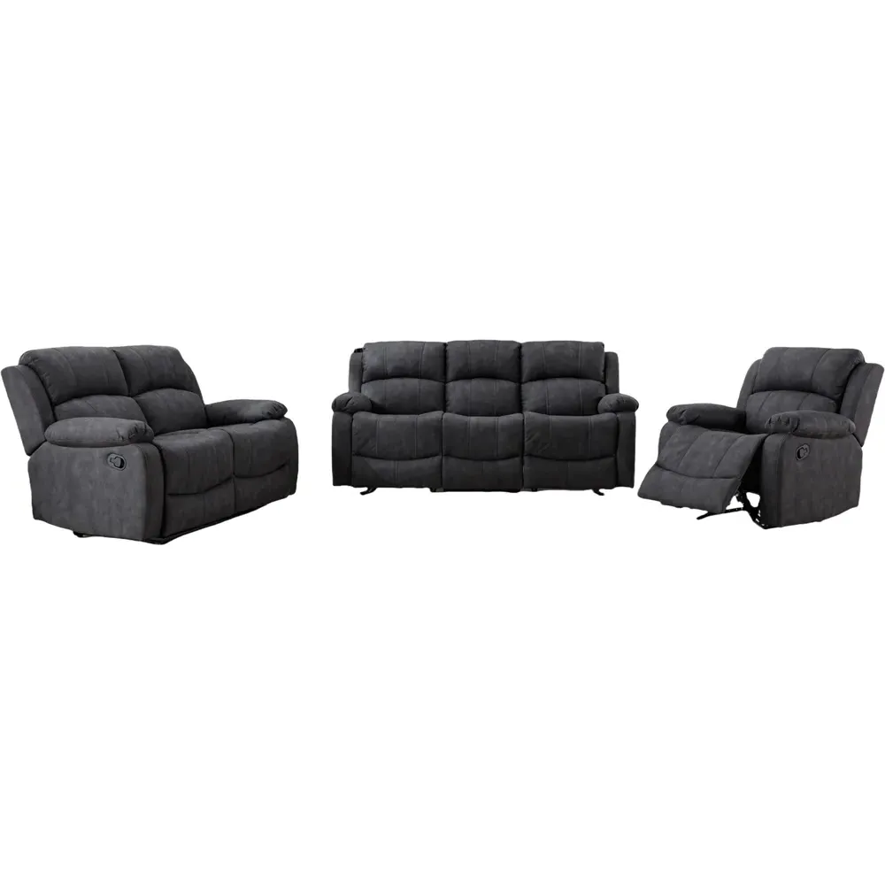 6-Seater Manual Recliner Sofa Set - Grey