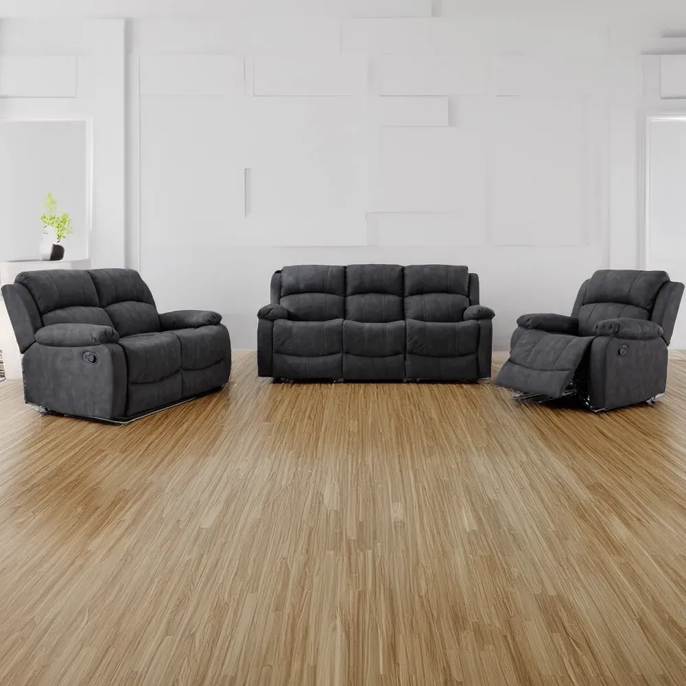 6-Seater Manual Recliner Sofa Set - Grey