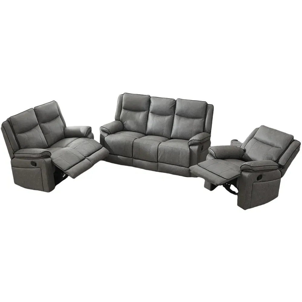 6-Seater Sectional Recliner Sofa Set - Grey