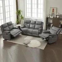 6-Seater Sectional Recliner Sofa Set - Grey