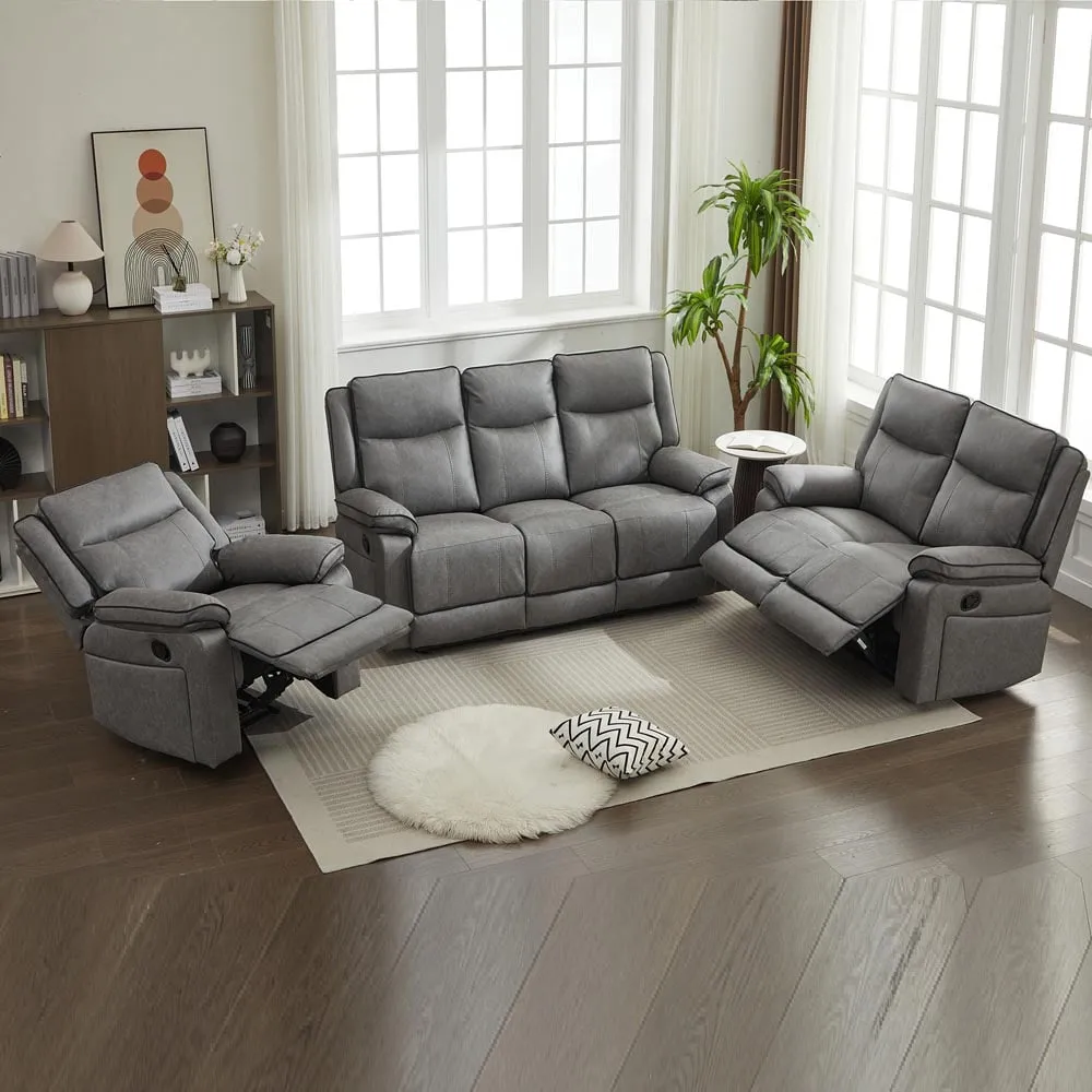 6-Seater Sectional Recliner Sofa Set - Grey