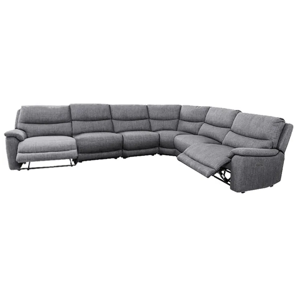 6-Seater Sectional Sofa with Power Reclining - Grey
