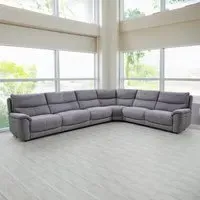 6-Seater Sectional Sofa with Power Reclining - Grey