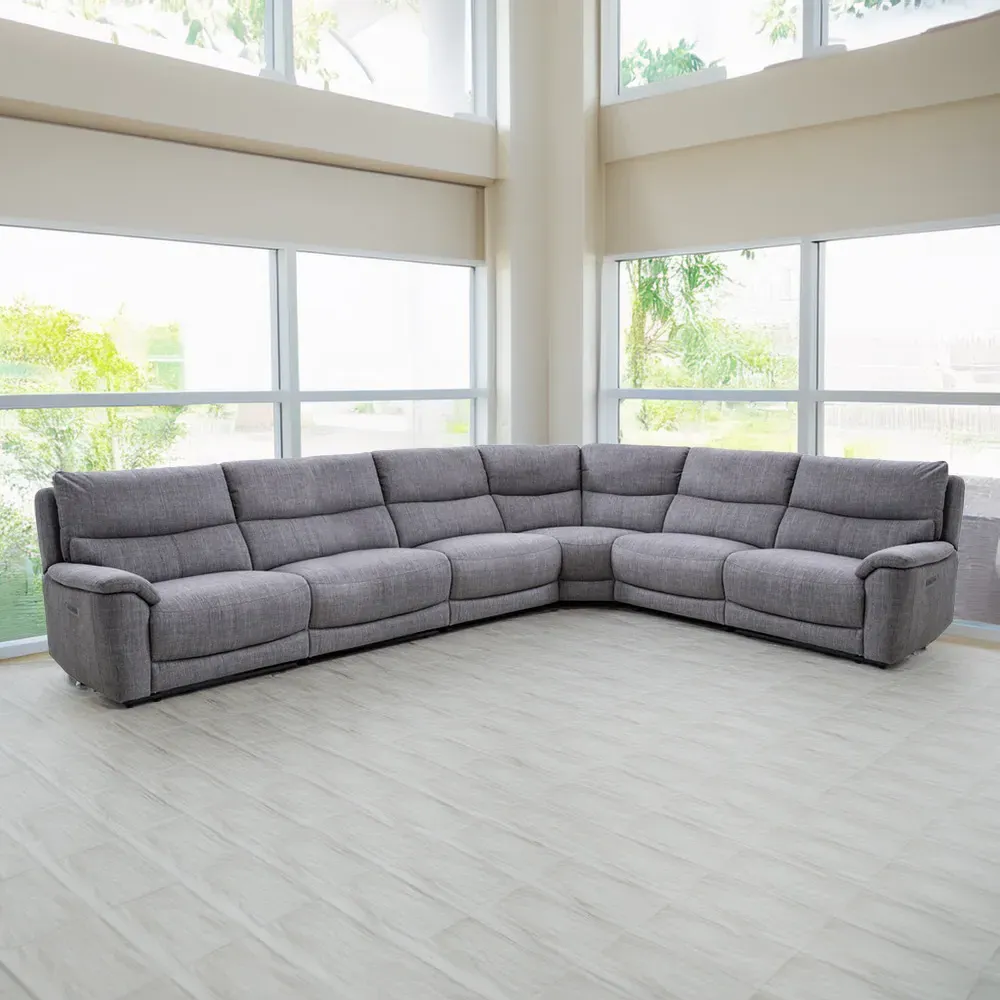 6-Seater Sectional Sofa with Power Reclining - Grey