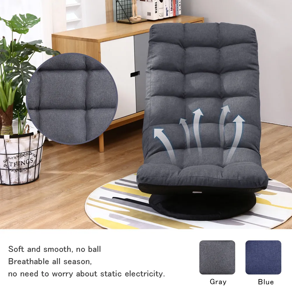 Adjustable Backrest Floor Chair - Grey, Microfiber