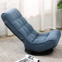 Adjustable Foldable Floor Chair with Rotation - Blue