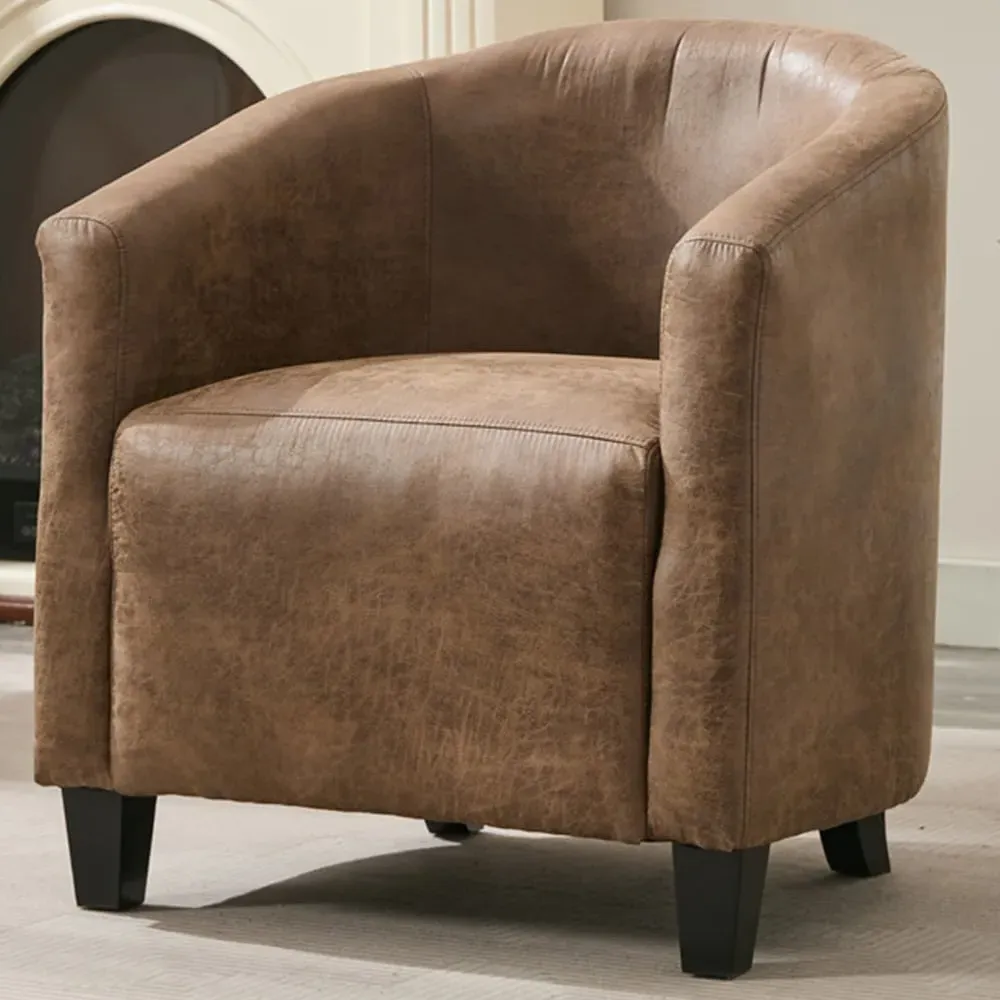 Bronzing Fabric Upholstered Tub Chair - Brown image